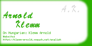 arnold klemm business card